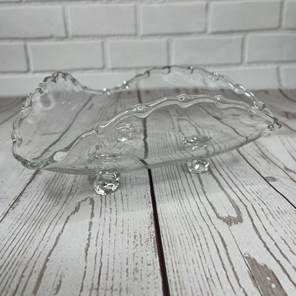 Vintage‎ Fostoria Century Candy Dish 3-Footed Tidbit Clear Glass Handkerchief